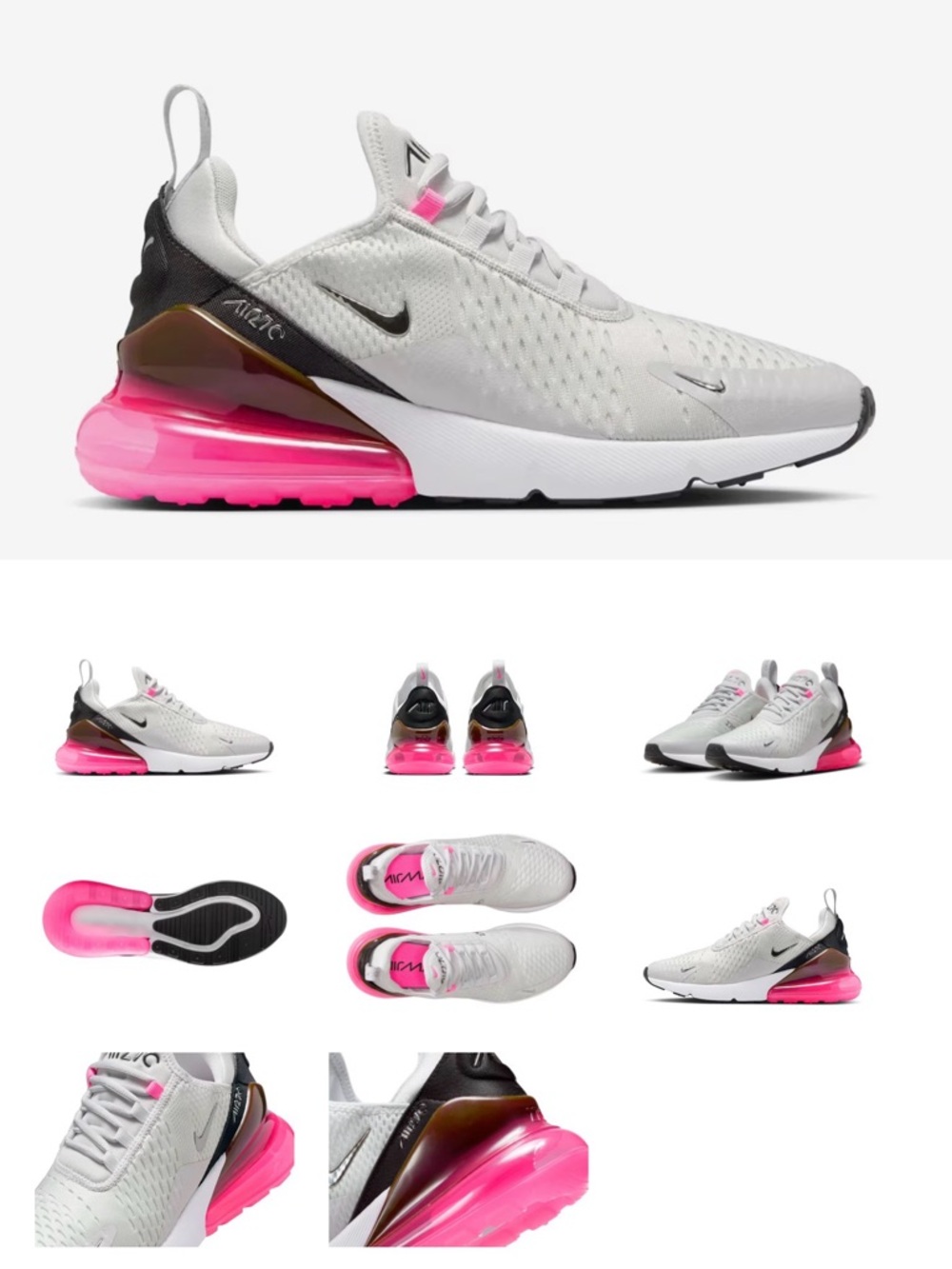 Nike Air Max 270 - White, Black & Bright Pink